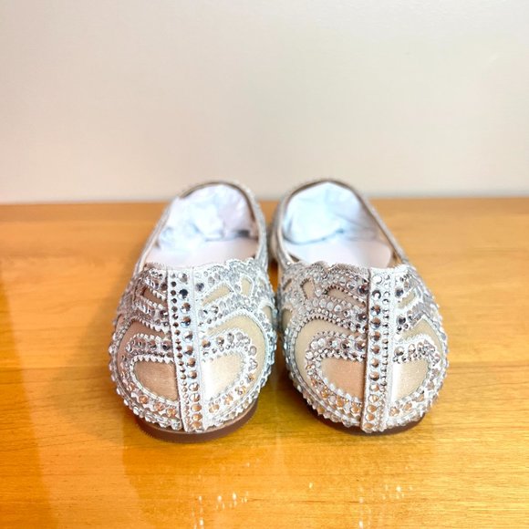 Badgley Mischka BHLDN Size 7.5 Gigi Pointed Toe Jeweled Ivory Ballet Flats Shoes - Picture 9 of 15